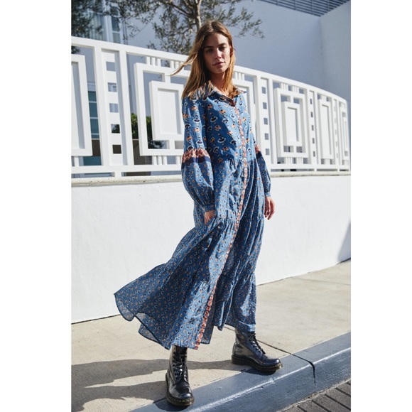 Free People Boho Printed Flowy Tiered Maxi Dress - Picture 6 of 7
